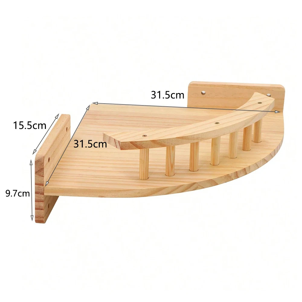Cat Wall-Mounted Climbing Set – Wooden Hammocks, Perches, Sisal Ladder & Scratching Shelves