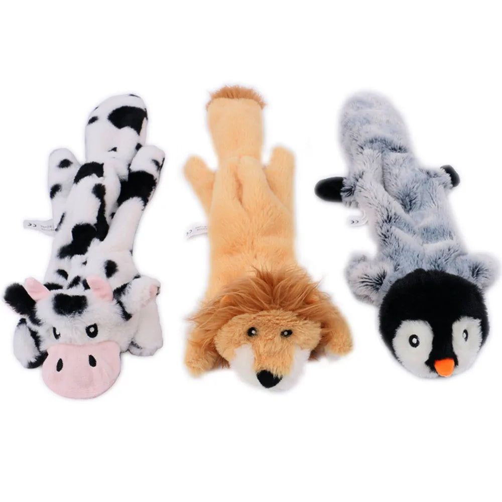 Stuffing-Free Squeaky Animal Dog Toy – Raccoon, Squirrel, Fox & More!