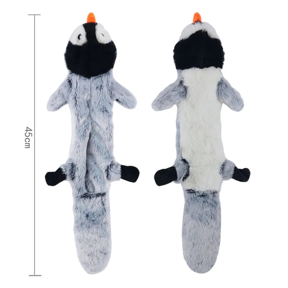 Stuffing-Free Squeaky Animal Dog Toy – Raccoon, Squirrel, Fox & More!