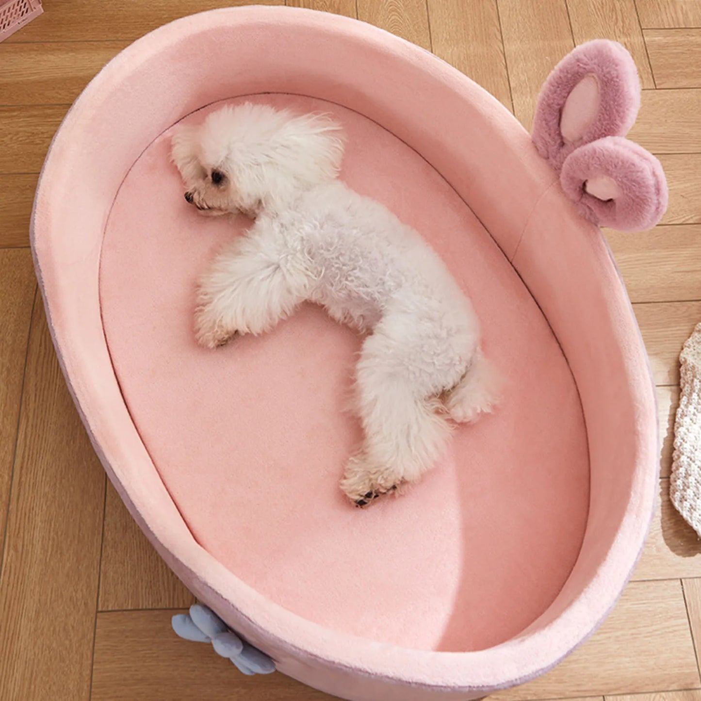 Pink All-Season Washable Pet Bed – Soft, Cozy & Detachable for Small Cats & Dogs