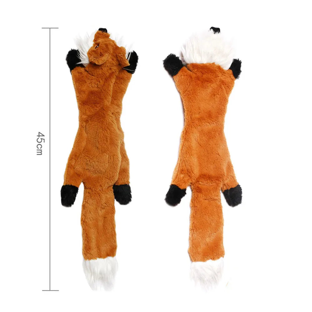 Stuffing-Free Squeaky Animal Dog Toy – Raccoon, Squirrel, Fox & More!