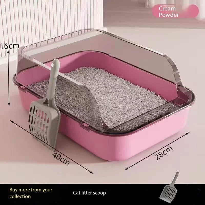 Large Semi-Closed Cat Litter Box – Splashproof, Removable & Easy-Clean Tray for Multi-Cat Homes