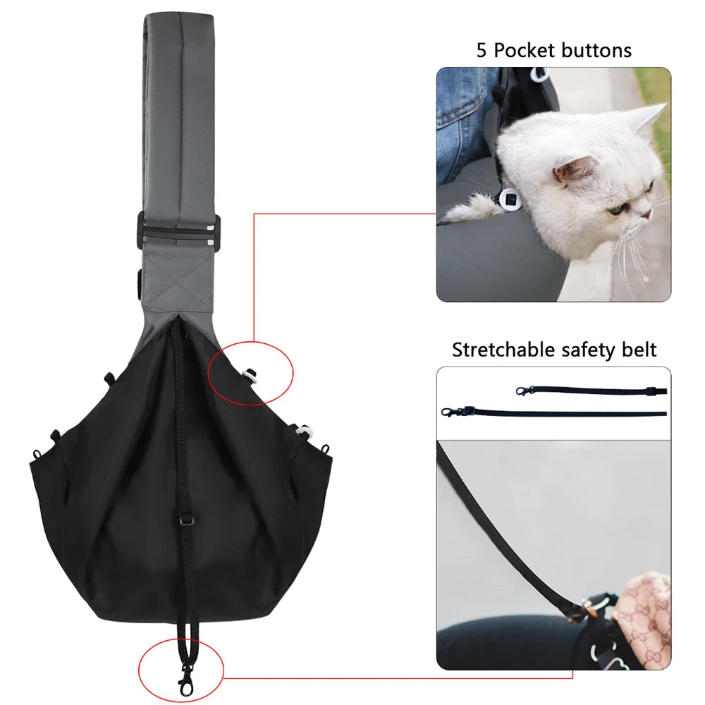 Premium Pet Sling Carrier Bag – Breathable, Secure & Stylish for Small Dogs & Cats (Up to 5kg)Petskd Pet Dog Sling Carrier Bag Outdoor Portable Shoulder Messenger Bag Cat Walking Bag for Puppy Kitten Nylon Pets Handbag