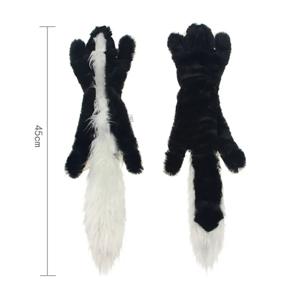 Stuffing-Free Squeaky Animal Dog Toy – Raccoon, Squirrel, Fox & More!