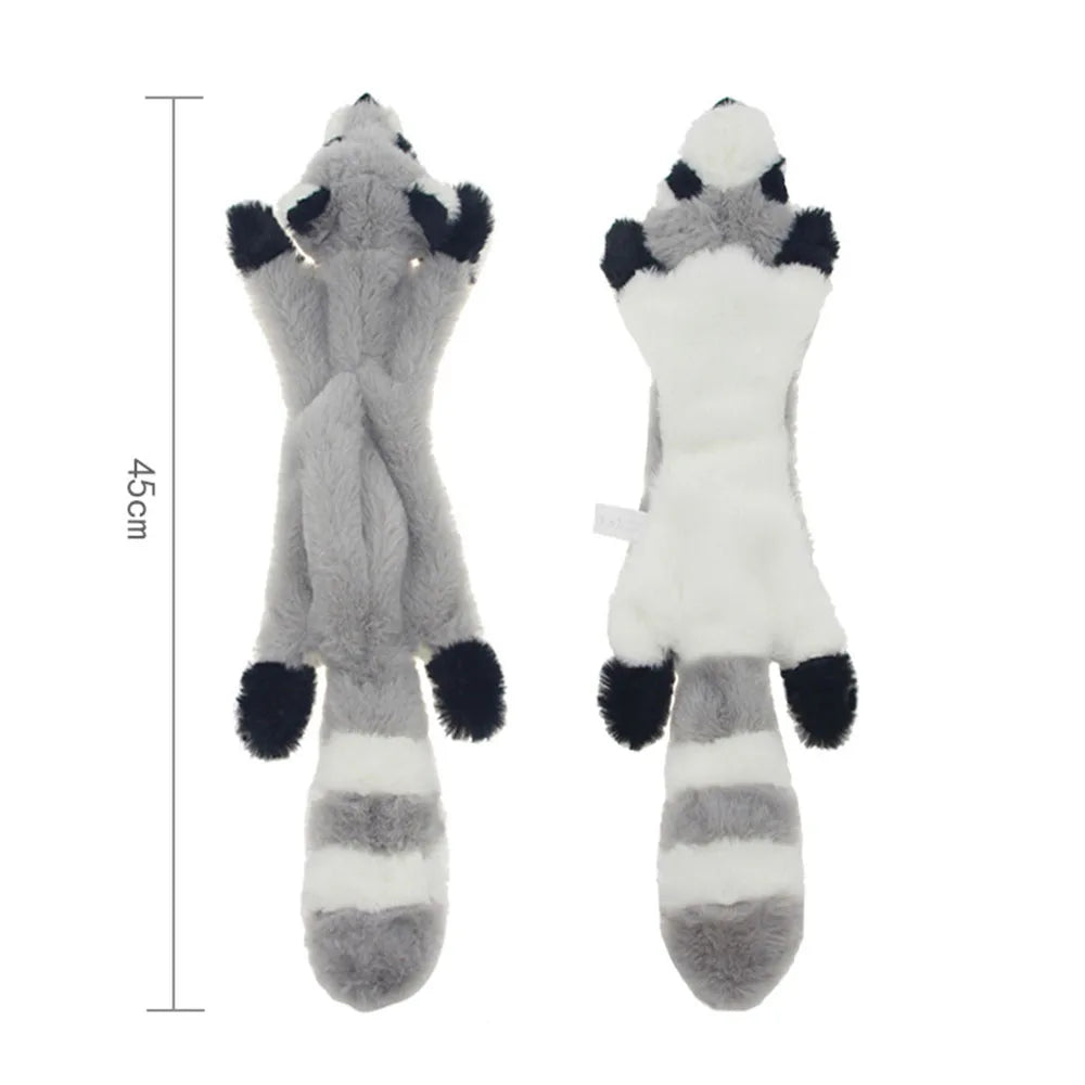 Stuffing-Free Squeaky Animal Dog Toy – Raccoon, Squirrel, Fox & More!