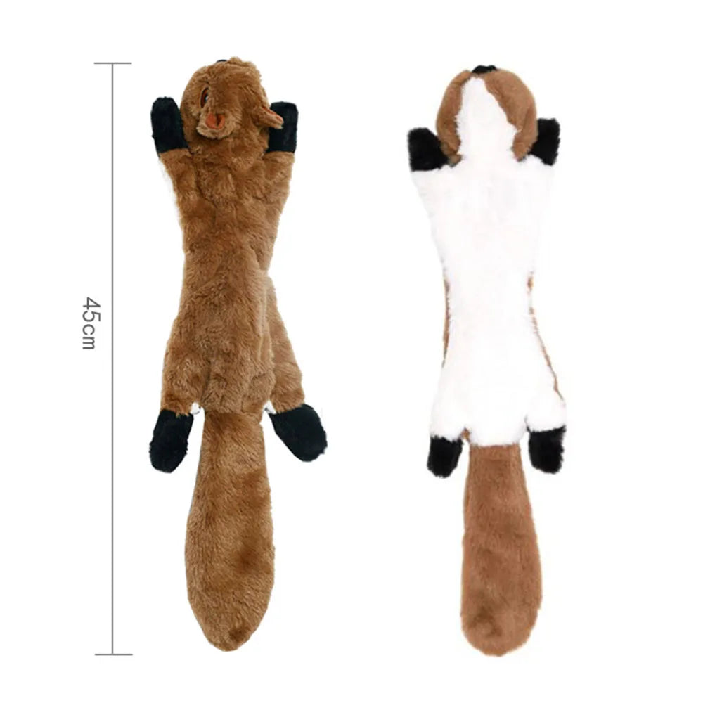 Stuffing-Free Squeaky Animal Dog Toy – Raccoon, Squirrel, Fox & More!