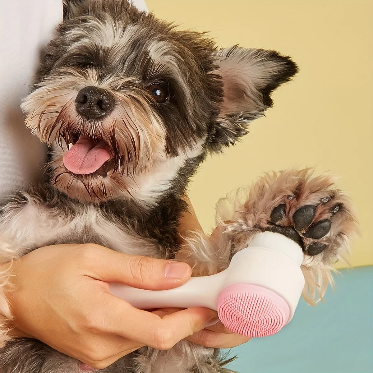 Silicone Pet Paw Cleaner & Massage Brush – Dual-Sided Grooming Tool (Pink)