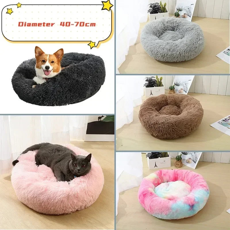 Ultra-Soft Plush Donut Cat Bed β Calming, Washable & Cozy for Deep Sleep