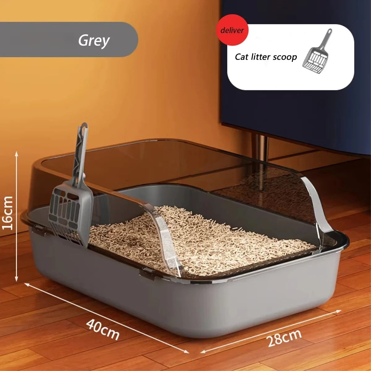 Large Semi-Closed Cat Litter Box – Splashproof, Removable & Easy-Clean Tray for Multi-Cat Homes