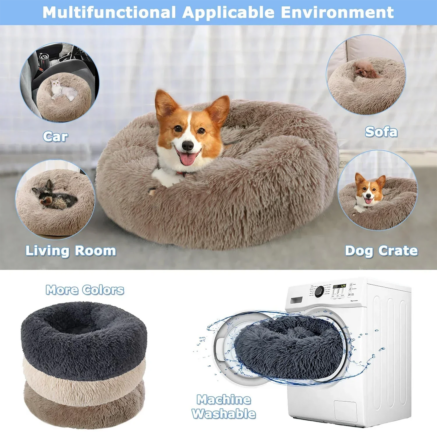 Ultra-Soft Plush Donut Cat Bed β Calming, Washable & Cozy for Deep Sleep