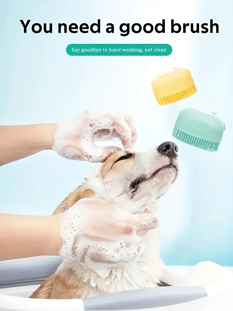 2-in-1 Pet Shampoo & Massage Brush – Silicone Bath Time Buddy for Cats & Dogs
