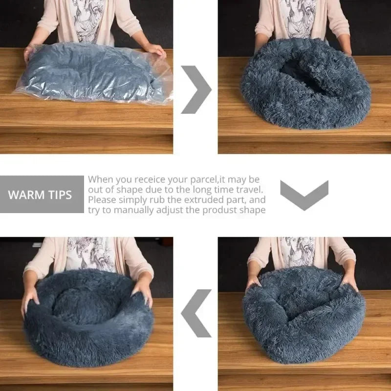 Ultra-Soft Plush Donut Cat Bed β Calming, Washable & Cozy for Deep Sleep