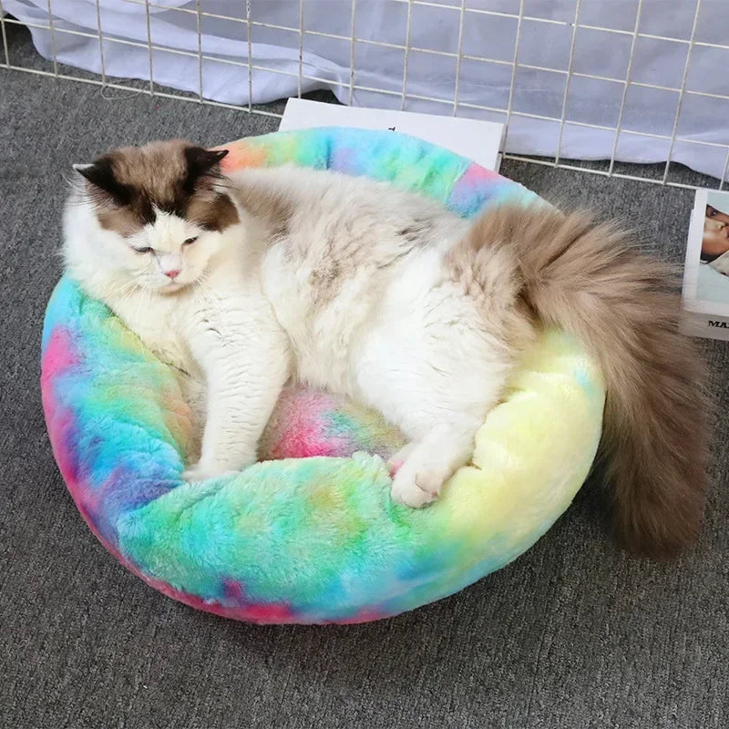 Ultra-Soft Plush Donut Cat Bed β Calming, Washable & Cozy for Deep Sleep