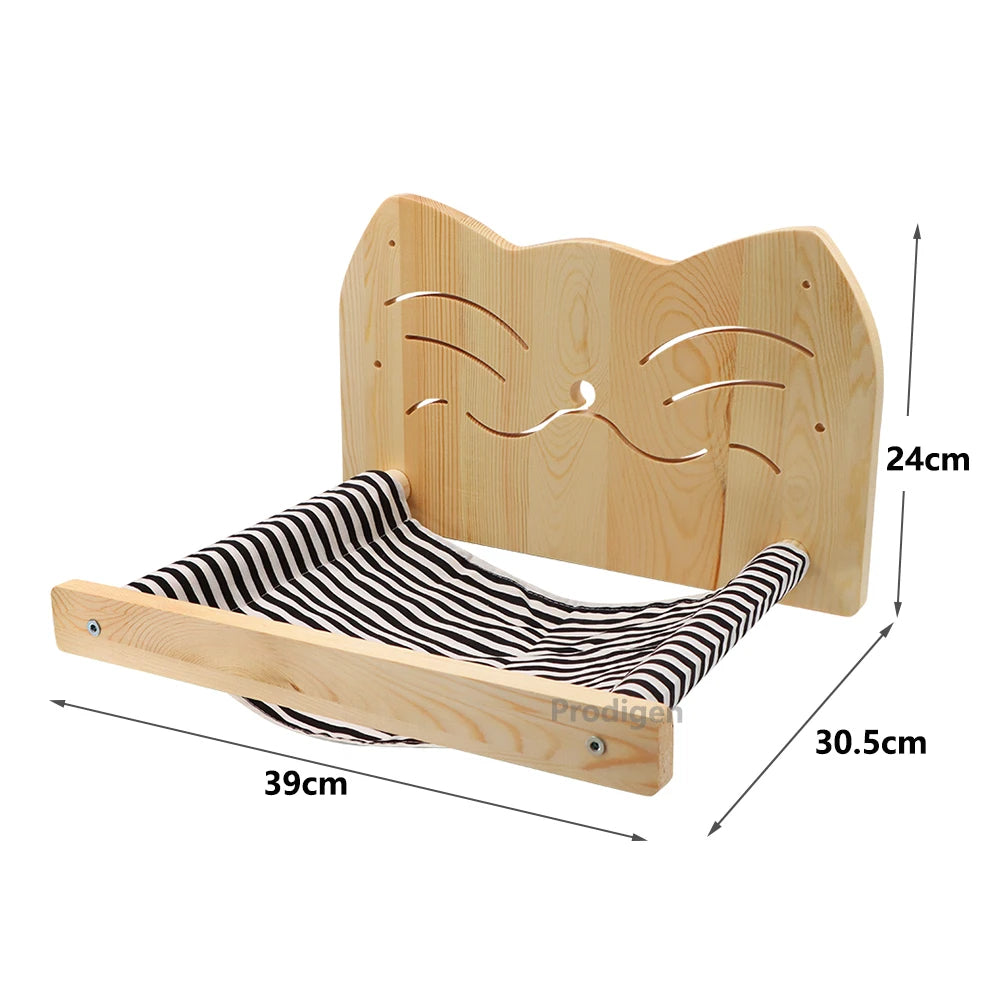 Cat Wall-Mounted Climbing Set – Wooden Hammocks, Perches, Sisal Ladder & Scratching Shelves