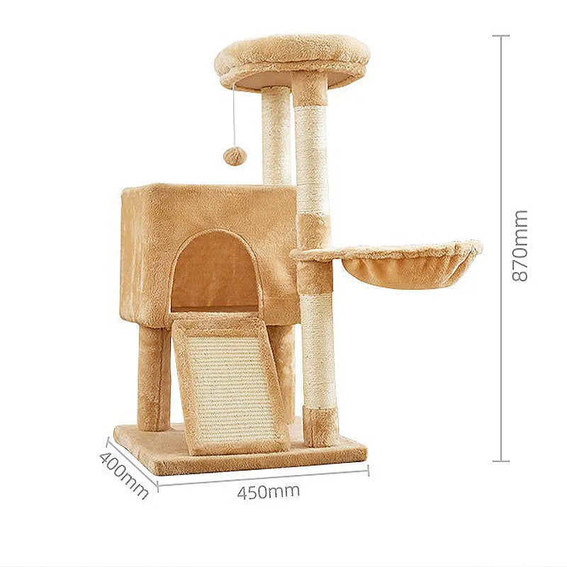 Luxury Multi-Level Cat Tree Tower – Double Condos, Hammock, Sisal Scratching Posts & Dangling Toys
