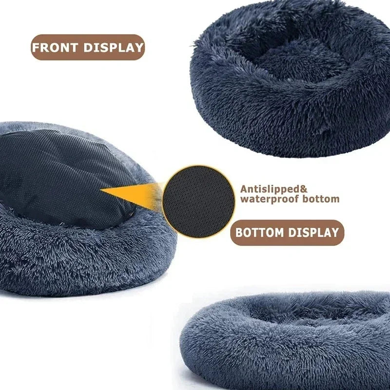 Ultra-Soft Plush Donut Cat Bed β Calming, Washable & Cozy for Deep Sleep