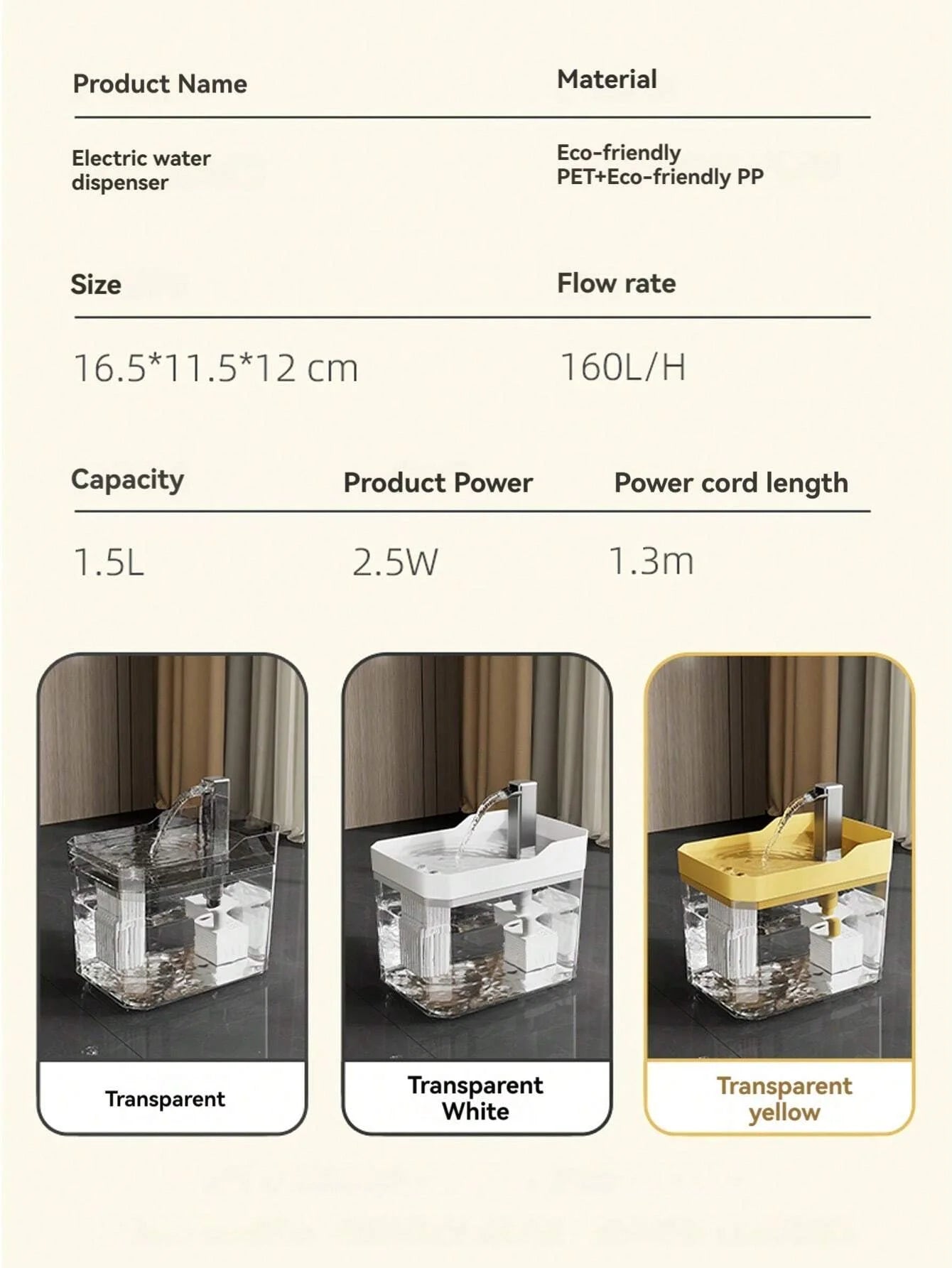 Automatic Cat Water Fountain – USB Powered with 1.5L Tank, Anti-Dry Pump & 3-Mode Filtering System