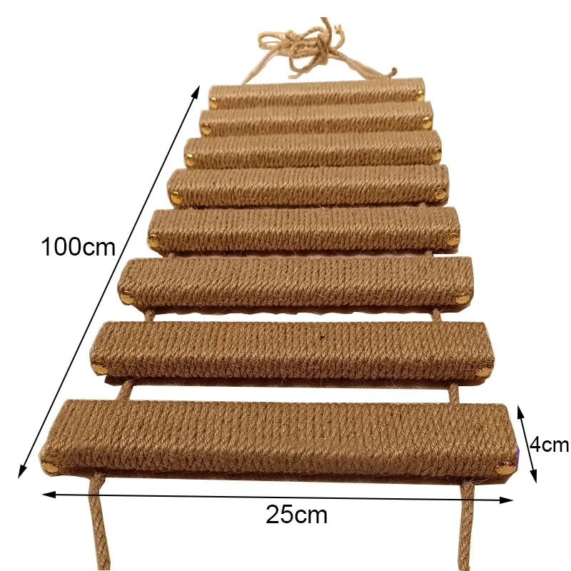 Cat Wall-Mounted Climbing Set – Wooden Hammocks, Perches, Sisal Ladder & Scratching Shelves