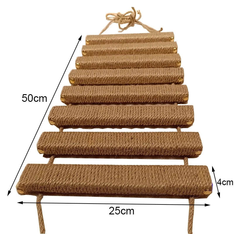 Cat Wall-Mounted Climbing Set – Wooden Hammocks, Perches, Sisal Ladder & Scratching Shelves