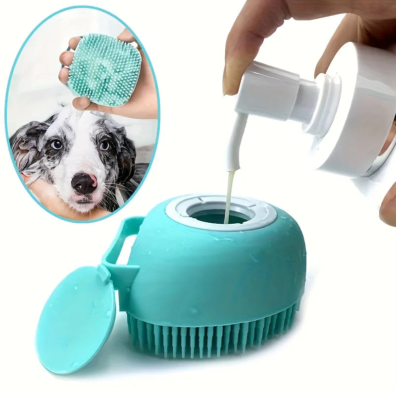 2-in-1 Pet Shampoo & Massage Brush – Silicone Bath Time Buddy for Cats & Dogs