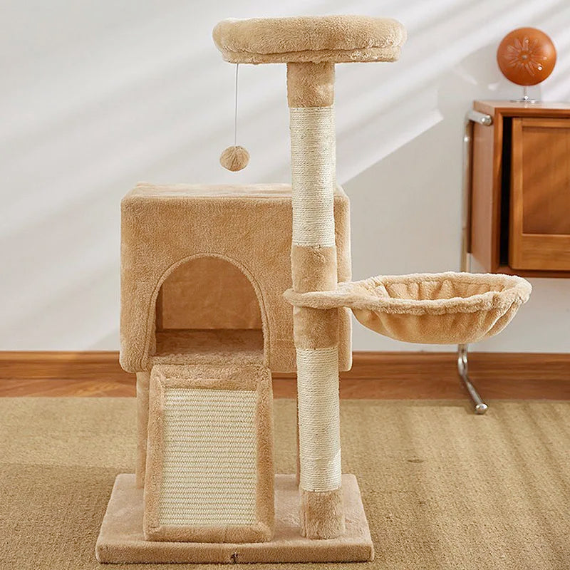 Luxury Multi-Level Cat Tree Tower – Double Condos, Hammock, Sisal Scratching Posts & Dangling Toys