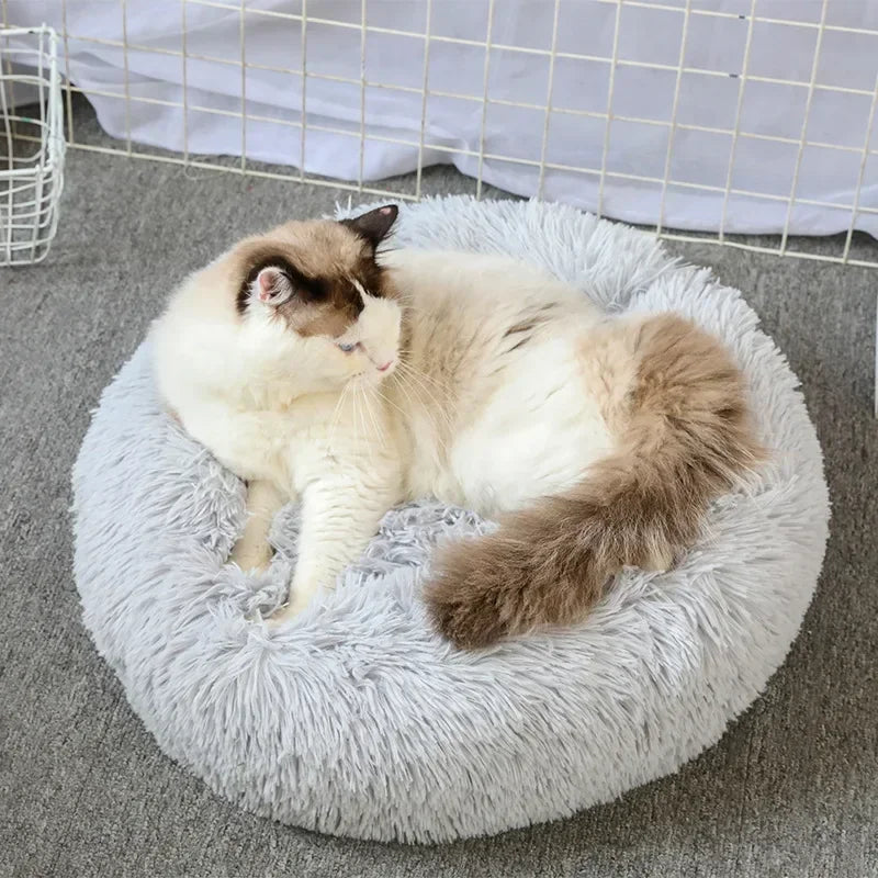 Ultra-Soft Plush Donut Cat Bed β Calming, Washable & Cozy for Deep Sleep