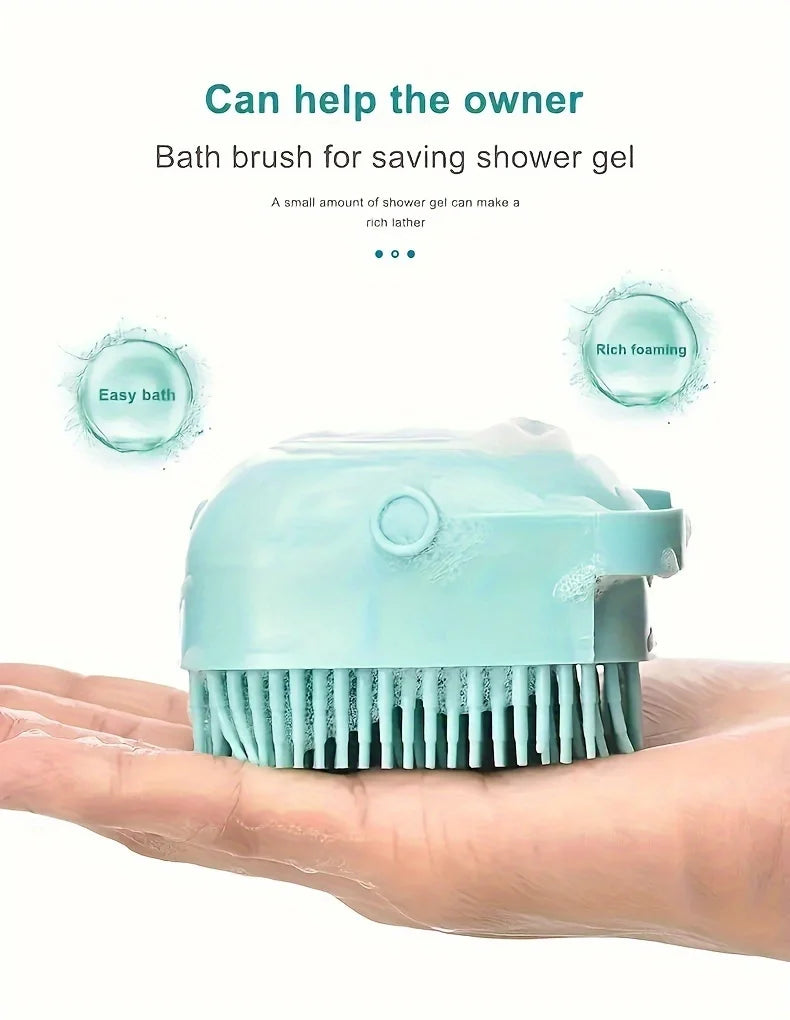 2-in-1 Pet Shampoo & Massage Brush – Silicone Bath Time Buddy for Cats & Dogs