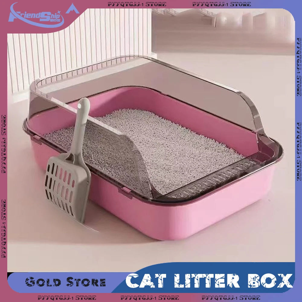 Large Semi-Closed Cat Litter Box – Splashproof, Removable & Easy-Clean Tray for Multi-Cat Homes