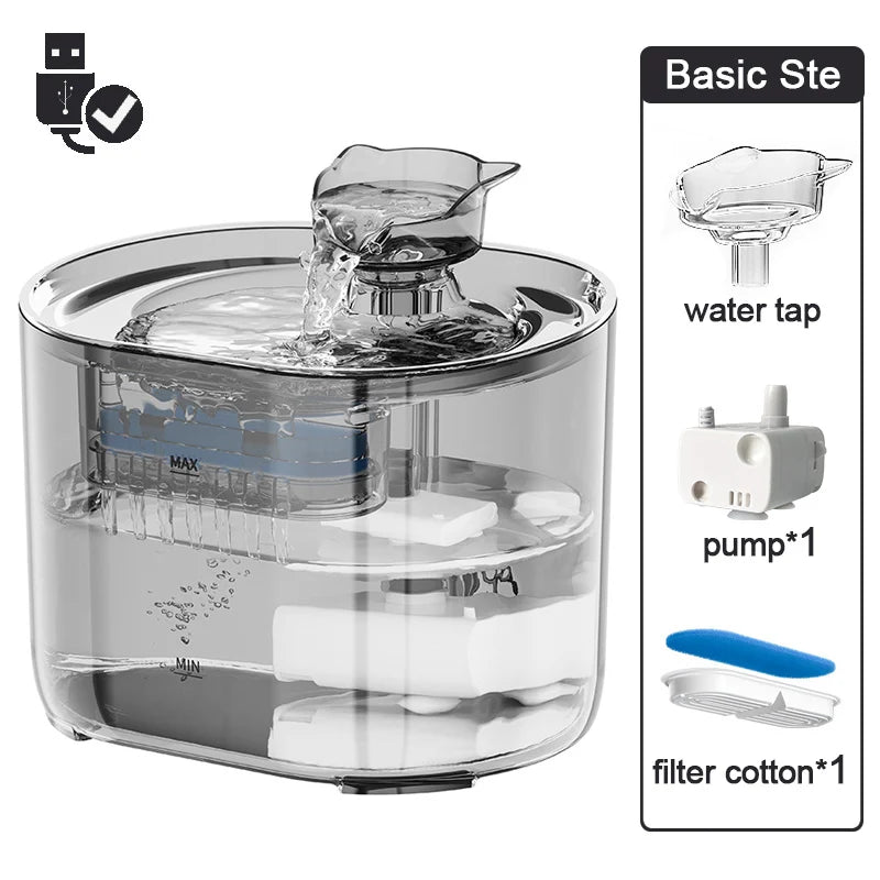 Automatic Pet Water Fountain – USB Electric Dispenser with Charcoal Filters for Cats & Small Dogs (2.2L)