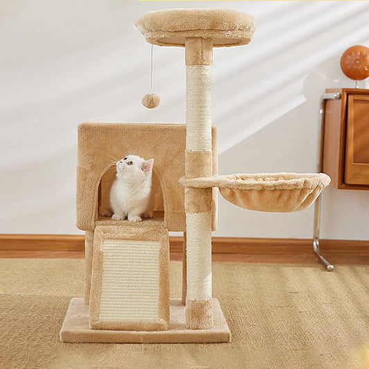 Luxury Multi-Level Cat Tree Tower – Double Condos, Hammock, Sisal Scratching Posts & Dangling Toys