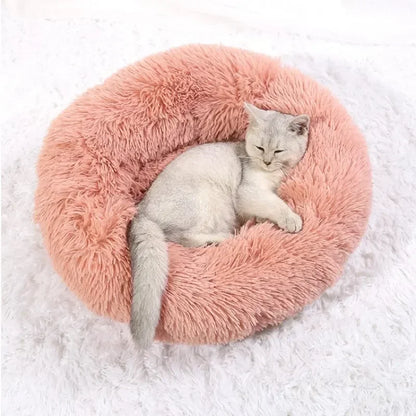 Ultra-Soft Plush Donut Cat Bed – Calming, Washable & Cozy for Deep Sleep