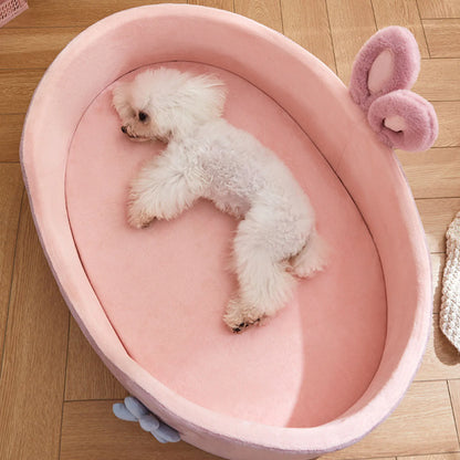 Pink All-Season Washable Pet Bed – Soft, Cozy & Detachable for Small Cats & Dogs