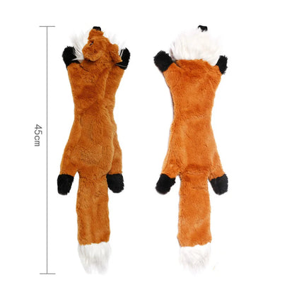Stuffing-Free Squeaky Animal Dog Toy – Raccoon, Squirrel, Fox & More!