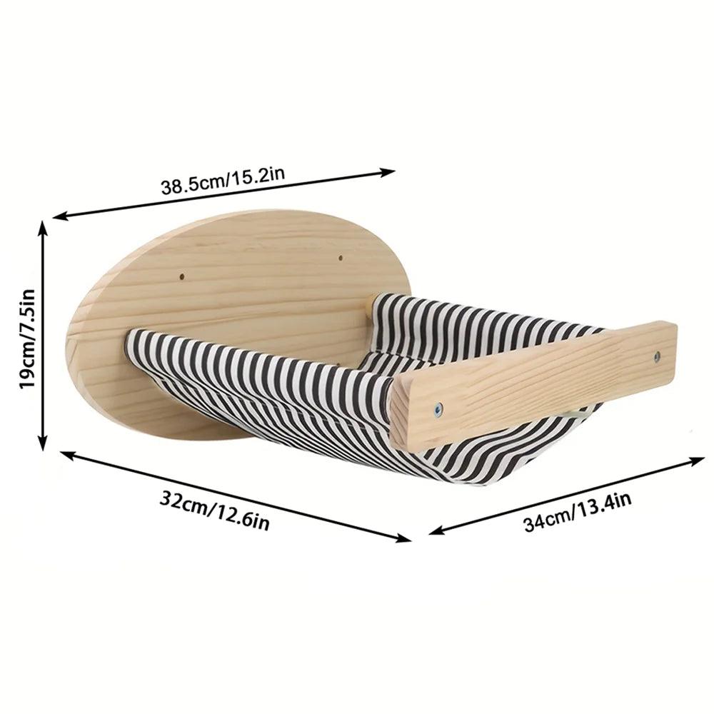 Cat Wall-Mounted Climbing Set – Wooden Hammocks, Perches, Sisal Ladder & Scratching Shelves