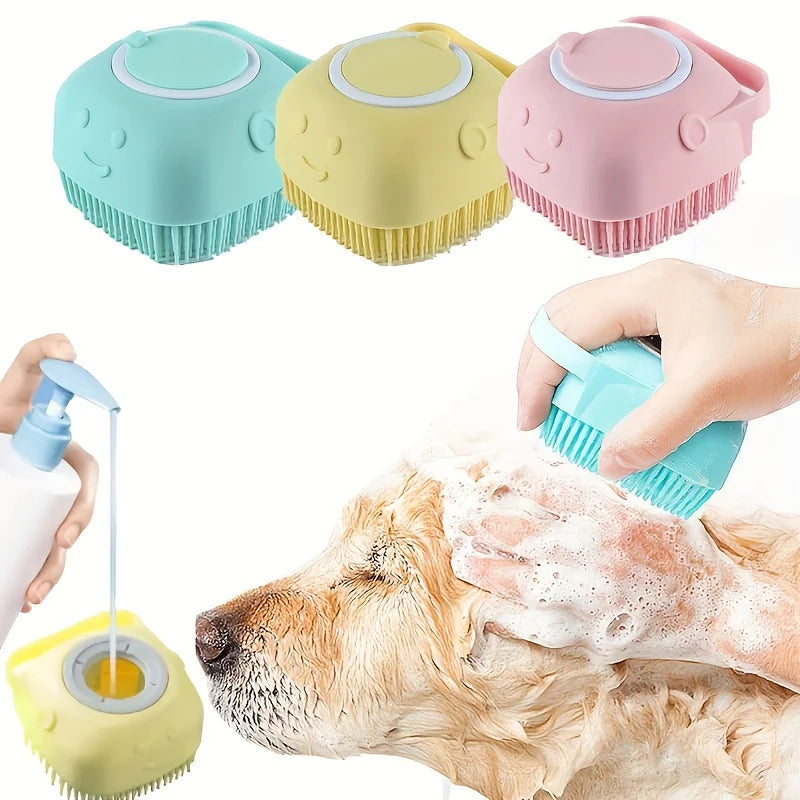 2-in-1 Pet Shampoo & Massage Brush – Silicone Bath Time Buddy for Cats & Dogs