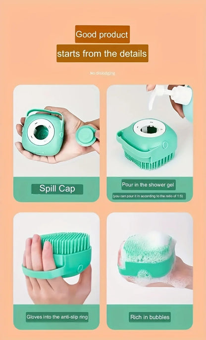 2-in-1 Pet Shampoo & Massage Brush – Silicone Bath Time Buddy for Cats & Dogs