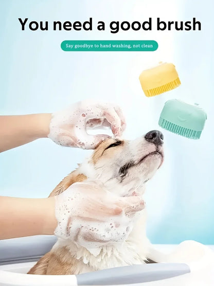2-in-1 Pet Shampoo & Massage Brush – Silicone Bath Time Buddy for Cats & Dogs