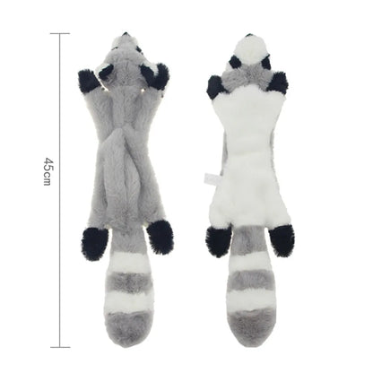 Stuffing-Free Squeaky Animal Dog Toy – Raccoon, Squirrel, Fox & More!