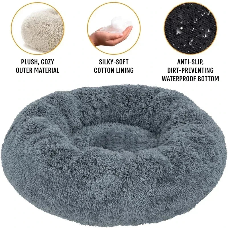 Ultra-Soft Plush Donut Cat Bed – Calming, Washable & Cozy for Deep Sleep