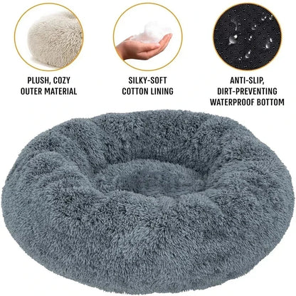 Ultra-Soft Plush Donut Cat Bed – Calming, Washable & Cozy for Deep Sleep