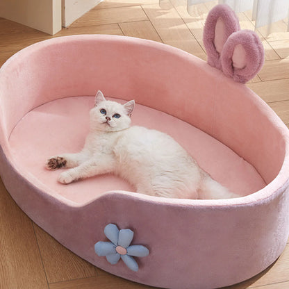 Pink All-Season Washable Pet Bed – Soft, Cozy & Detachable for Small Cats & Dogs